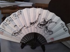 扇画水墨：五福临门